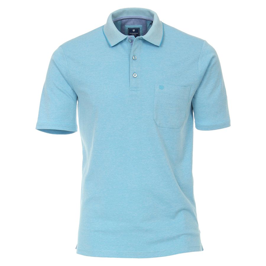 Redmond "Wash & Wear" Polo türkisblau melange XXL