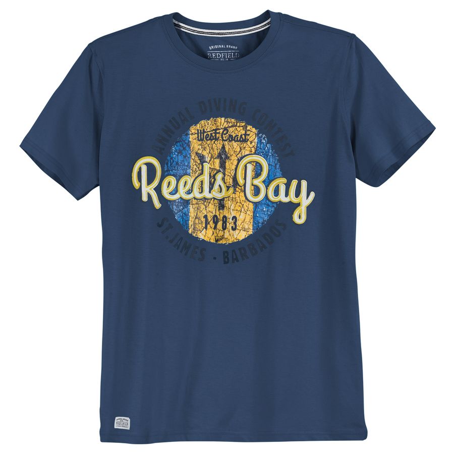 Redfield Übergrößen T-Shirt denimblau Print Reeds Bay