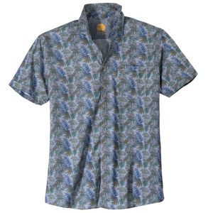 Jupiter Übergrößen Kurzarmhemd denimblau-oliv floral