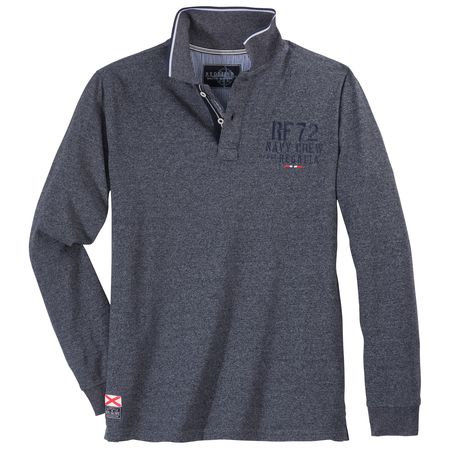 Redfield XXL Langarm-Polo dunkelblau melange maritim
