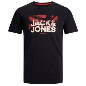 Logodruck T-Shirt Jack & Jones Übergrößen schwarz