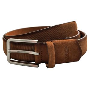 Eurex XXL Veloursleder-Gürtel gerippt cognac Stretch