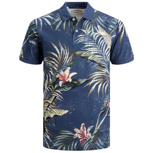 Jack & Jones Poloshirt Übergröße navy Hawaiiprint