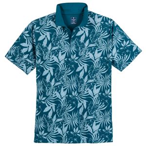 Redmond Übergrößen Poloshirt Palmenmuster petrol