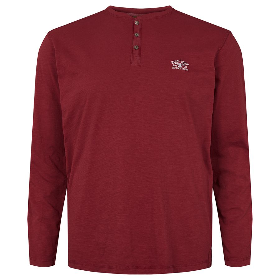 Replika by Allsize Henley Langarmshirt XXL dunkelrot