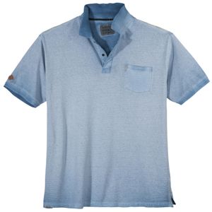 Redfield XXL Used-Look Poloshirt hellblau geringelt