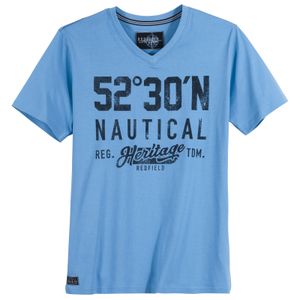 Redfield V-Neck T-Shirt Übergröße himmelblau 52°30'N