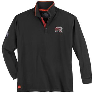 Redfield Langarm-Poloshirt Übergröße schwarz sportiv