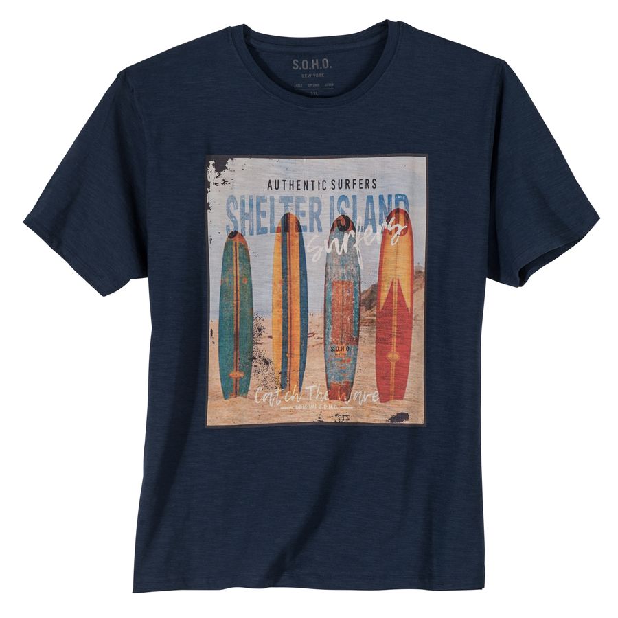 S.O.H.O. T-Shirt Übergröße navy Surf-Fotoprint