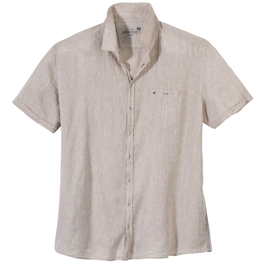 Jupiter Übergrößen Leinenmix Kurzarmhemd sand