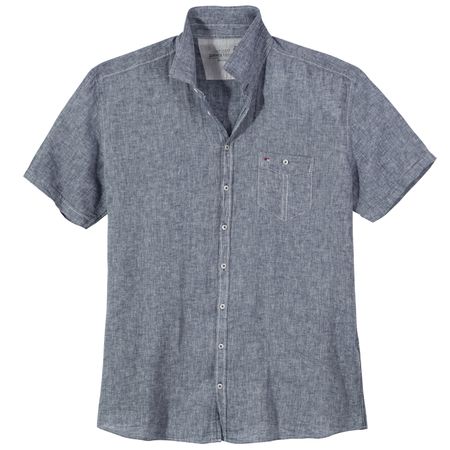 Jupiter Übergrößen Leinenmix Kurzarmhemd jeansblau Jupiter Übergrößen Leinenmix Kurzarmhemd jeansblau