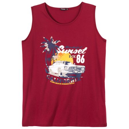 Adamo Übergrößen Muskelshirt weinrot Print Sunset