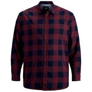 Jack&Jones Langarmhemd Übergröße weinrot-navy kariert