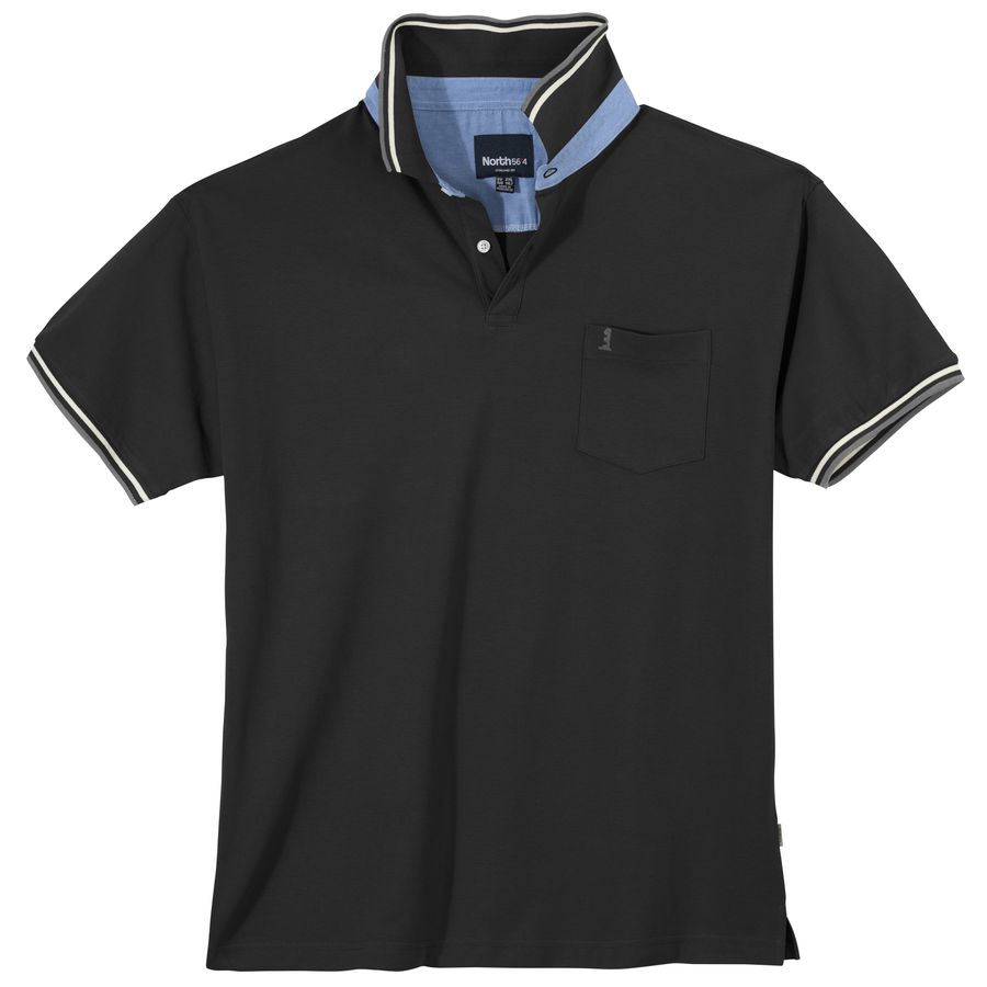 North 56°4 XXL Poloshirt schwarz Kontraststreifen