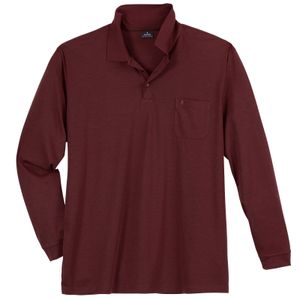 Ragman Softknit Langarm-Polo XXL dunkelrot melange