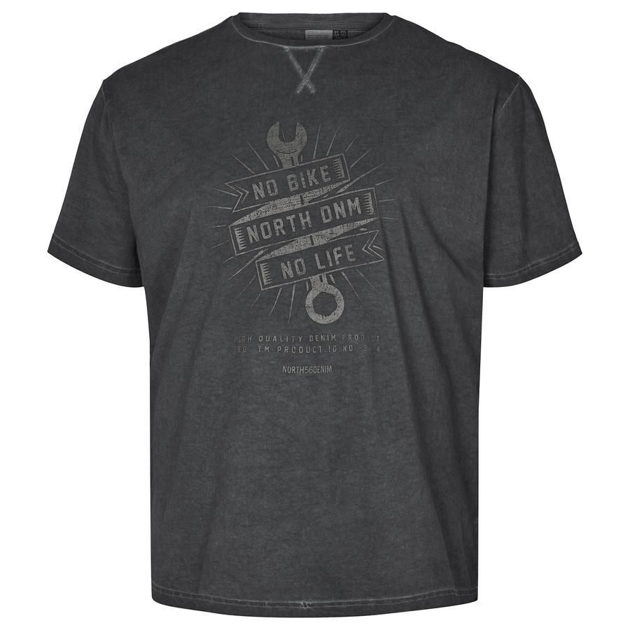 North56Denim XXL Used T-Shirt dunkelgrau Frontprint
