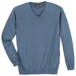 Ragman XXL Pullover V-Neck Kaschmiranteil blau melange