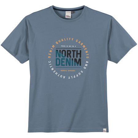 North56Denim Übergröße T-Shirt graublau Logoprint