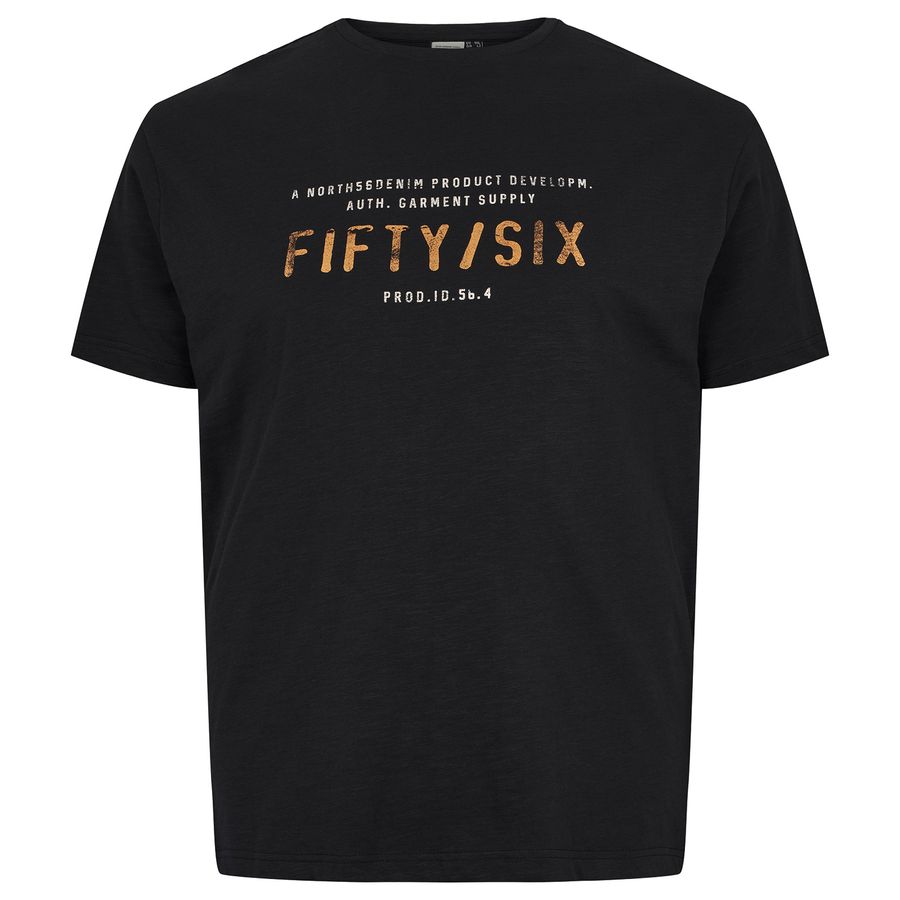 North56Denim Übergrößen T-Shirt schwarz Schrift-Print