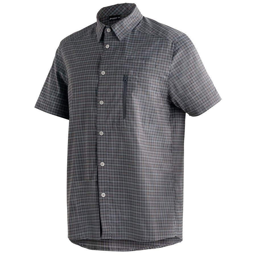 Maier Sports XXL Stretch-Funktionshemd grau kariert