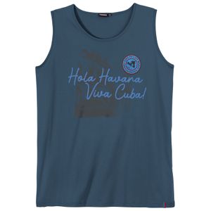 Adamo Übergrößen Tanktop admiralblau Havanna-Print