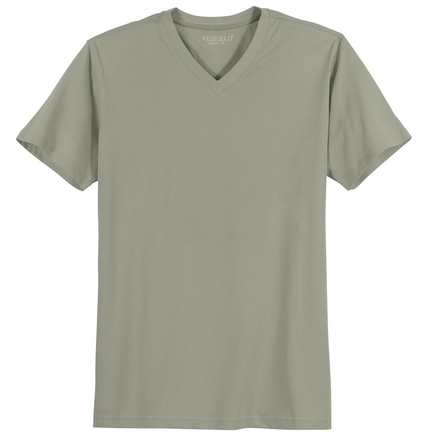 Redfield V-Neck T-Shirt Übergröße steingrau Quentin