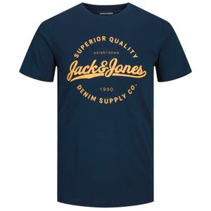 Jack&Jones T-Shirt Übergröße navy Labeldruck
