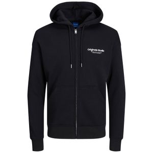 Jack&Jones XXL Kapuzen-Sweatjacke schwarz Brustprint