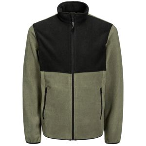 Jack&Jones Colorblocking XXL Fleecejacke oliv-schwarz