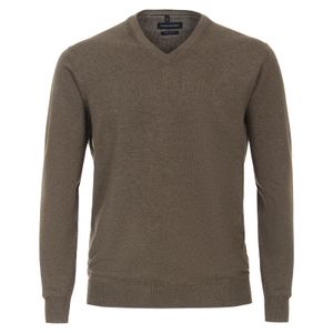 CasaModa Pullover V-Neck hellbraun melange Übergröße