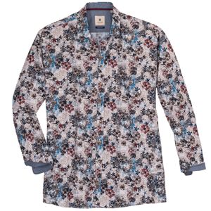Hatico Langarmhemd Übergröße Floralprint blau-braun