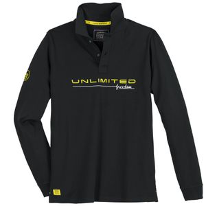 Redfield XXL Langarm-Poloshirt UNLIMITED schwarz