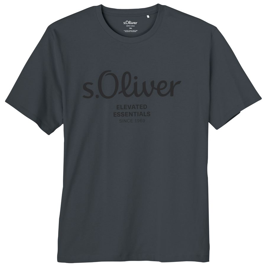 s.Oliver XXL T-Shirt anthrazit Logo-Frontprint