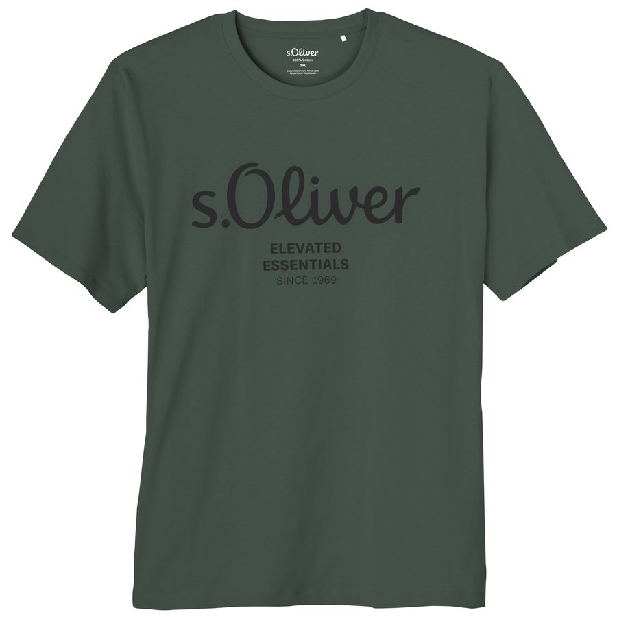 s.Oliver Übergrößen T-Shirt oliv Logo-Frontprint