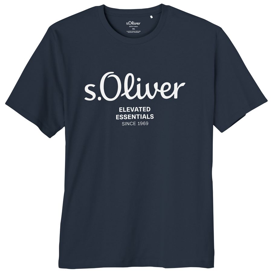 s.Oliver Übergrößen T-Shirt navy Logo-Frontprint