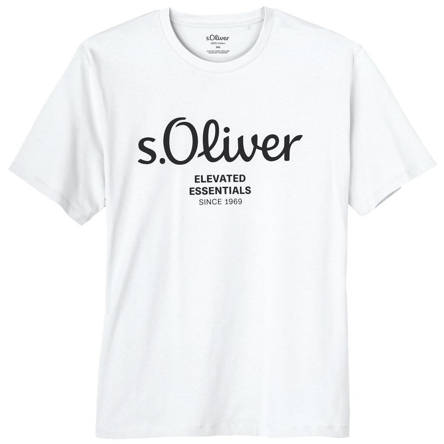 s.Oliver Übergrößen T-Shirt weiß Logo-Frontprint