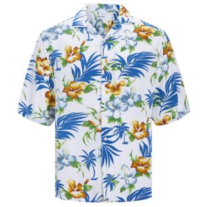 Jack&Jones XXL Hawaiihemd JJEJEFF AOP weiß-blau