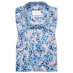 Eterna XXL Kurzarmhemd bügelfrei floral blau-taupe