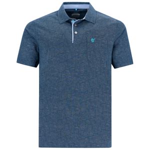 Hajo XXL Polo Leinen-Optik rauchblau melange