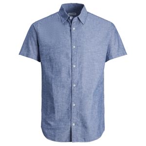 Jack&Jones Kurzarmhemd XXL JJELINEN blau melange