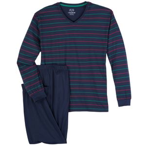 Ceceba XXL Pyjama lang V-Neck navy/geringelt