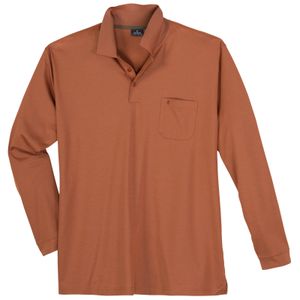 Ragman Softknit Langarm-Polo XXL terra-khaki melange