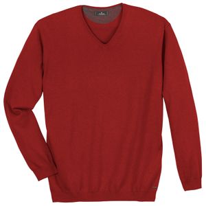 Ragman XXL Pullover V-Neck Kaschmir-Anteil rot melange