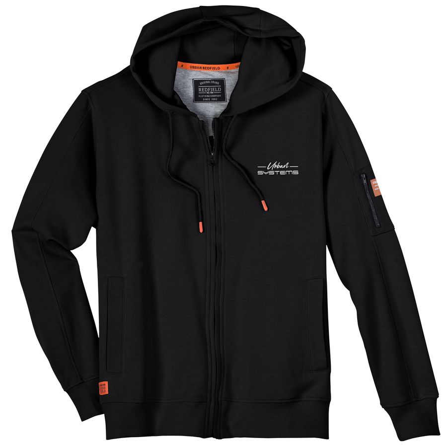 Redfield Übergrößen Sweatjacke schwarz Brustprint