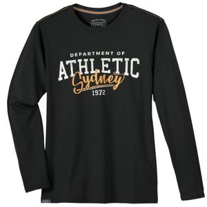 Redfield Übergrößen Langarmshirt Frontprint schwarz