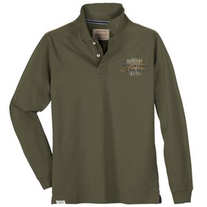 Redfield Übergrößen Brustprint Langarm-Poloshirt khaki