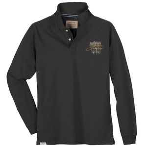 Redfield dunkelgraues Langarm-Poloshirt Übergrößen