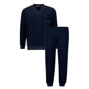 Adamo Frottee-Pyjama Übergröße navy V-Neck