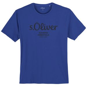 s.Oliver T-Shirt royalblau Logoprint Übergröße