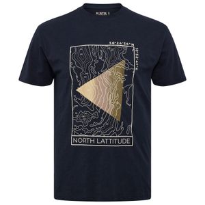 North Latitude XXL T-Shirt navy topografischer Print